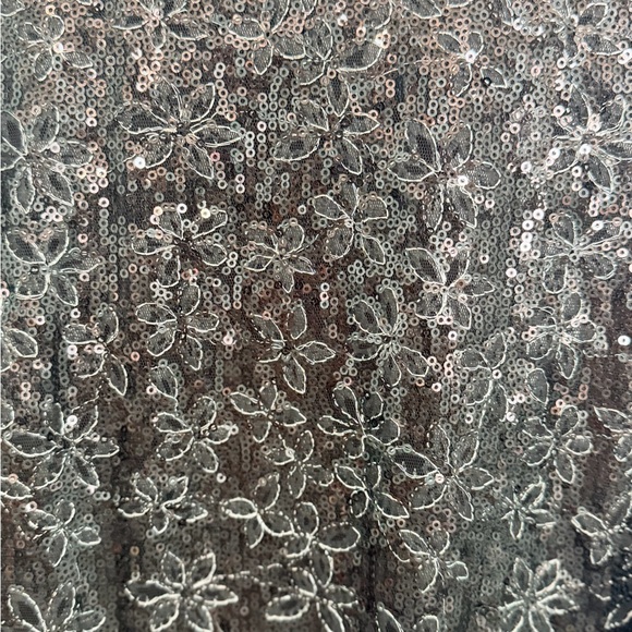 Badgley Mischka Black Silver Sequin Floral Lace Cocktail Dress Size 4 Sleeveless - Picture 5 of 10